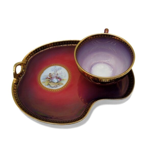 SOVEREIGN Cup And Kidney Shaped Tray Ceramic England Vintage - Picture 2 of 12